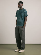 Fly T-Shirt in Green / Ecru Organic Cotton Knitted Stripe