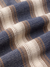 Durno Overshirt in Navy / Brown Stripe Open Weave Cotton