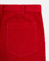 Red Wide Wale Cotton Corduroy Shorts Trim Fit