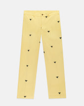 Wasp Embroidered Cotton Twill Pant
