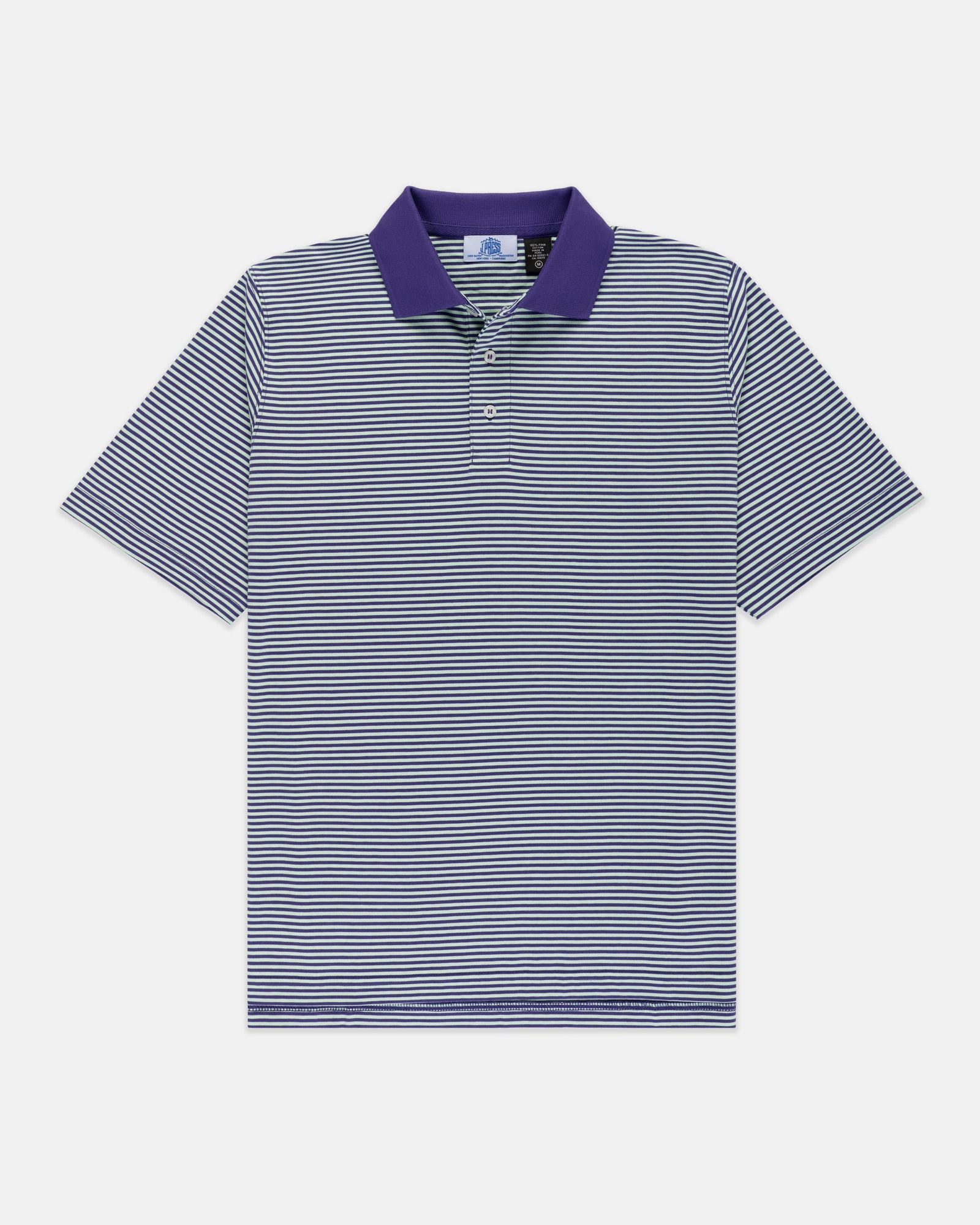 Short Sleeve Stripe Polo Light Green Light Blue