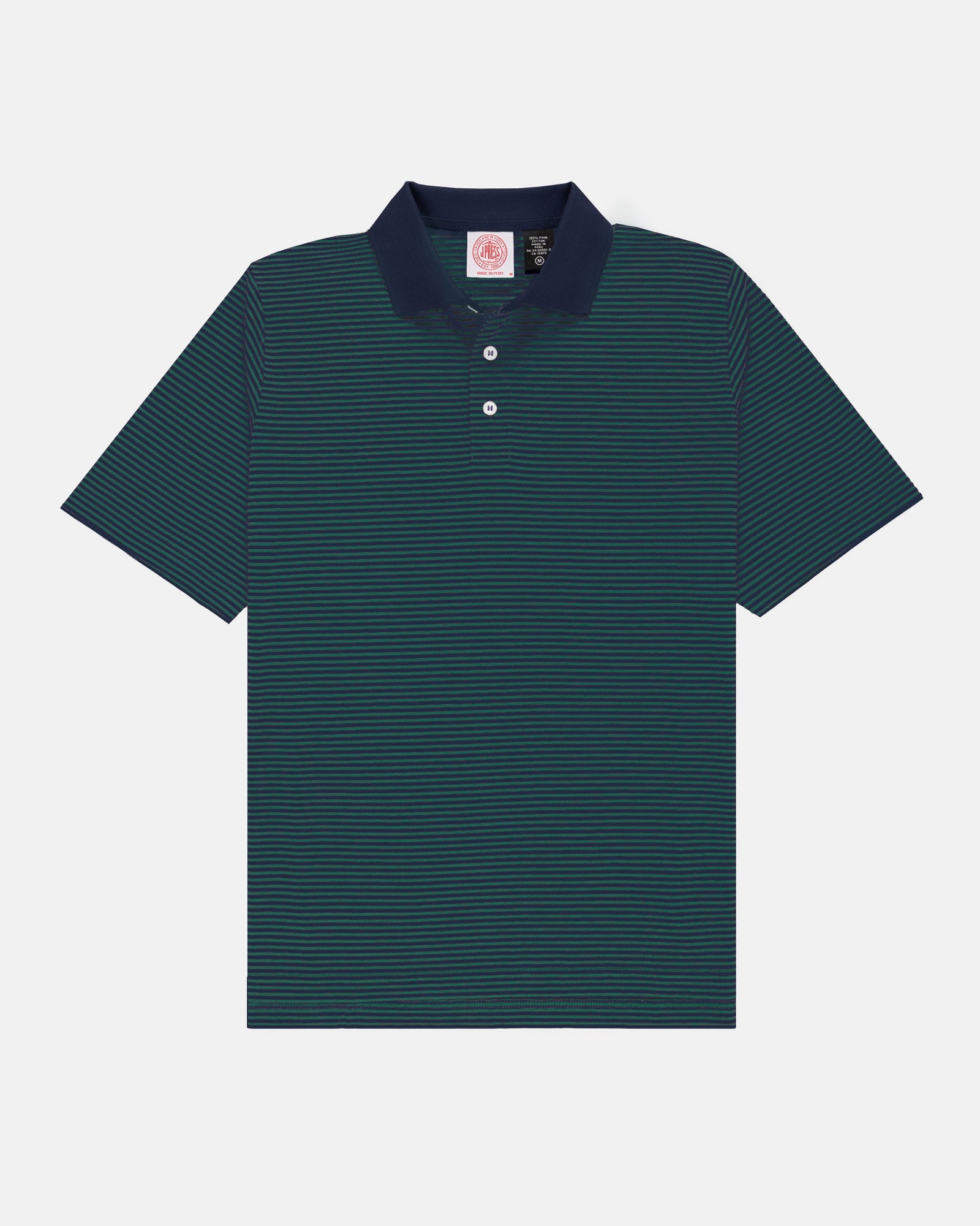 Green Cotton Jersey Stripe Polo Classic Fit