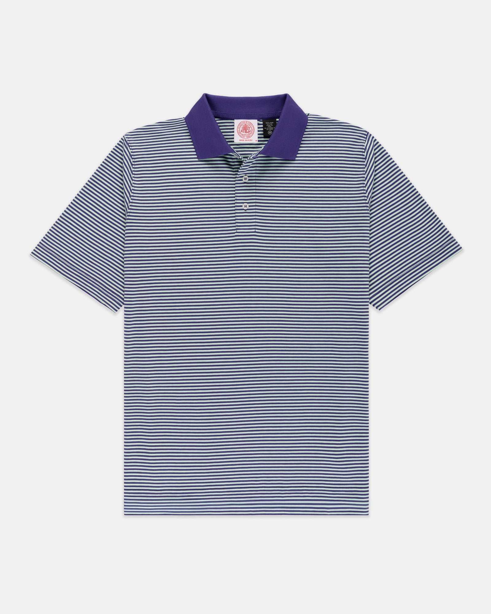 Purple Lime Cotton Jersey Micro Stripe Polo Classic Fit