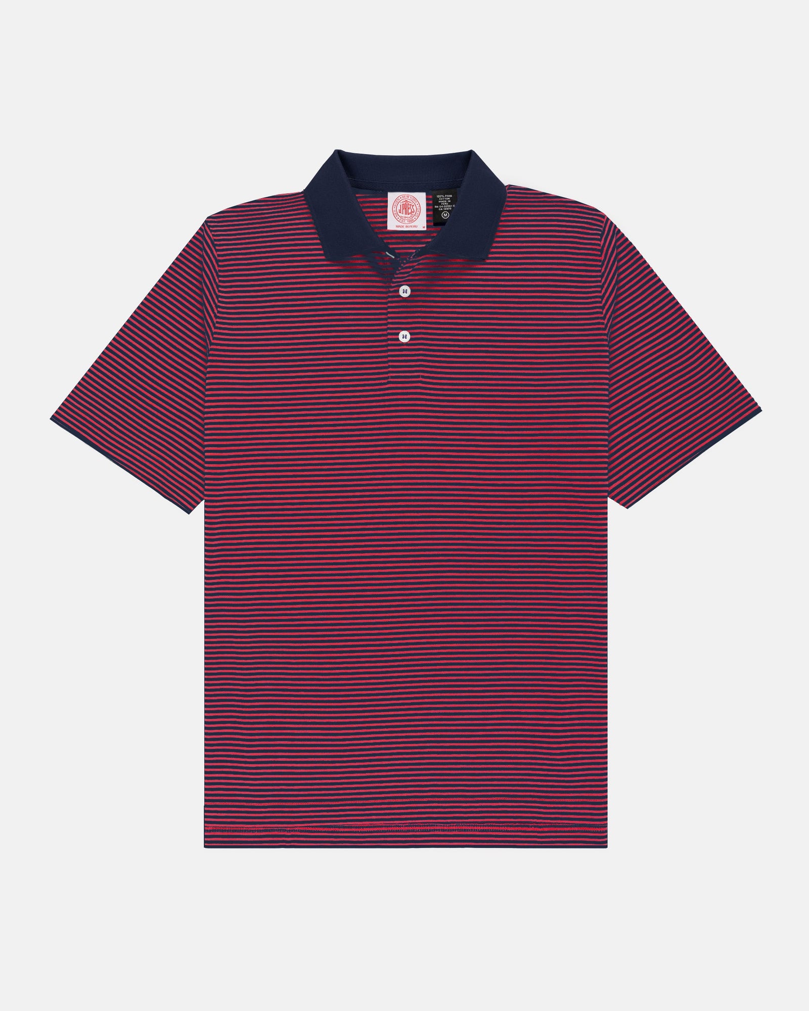 Red Cotton Jersey Stripe Polo Classic Fit