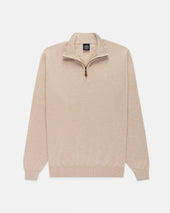 Natural Cotton Cashmere Quarter Zip Sweater