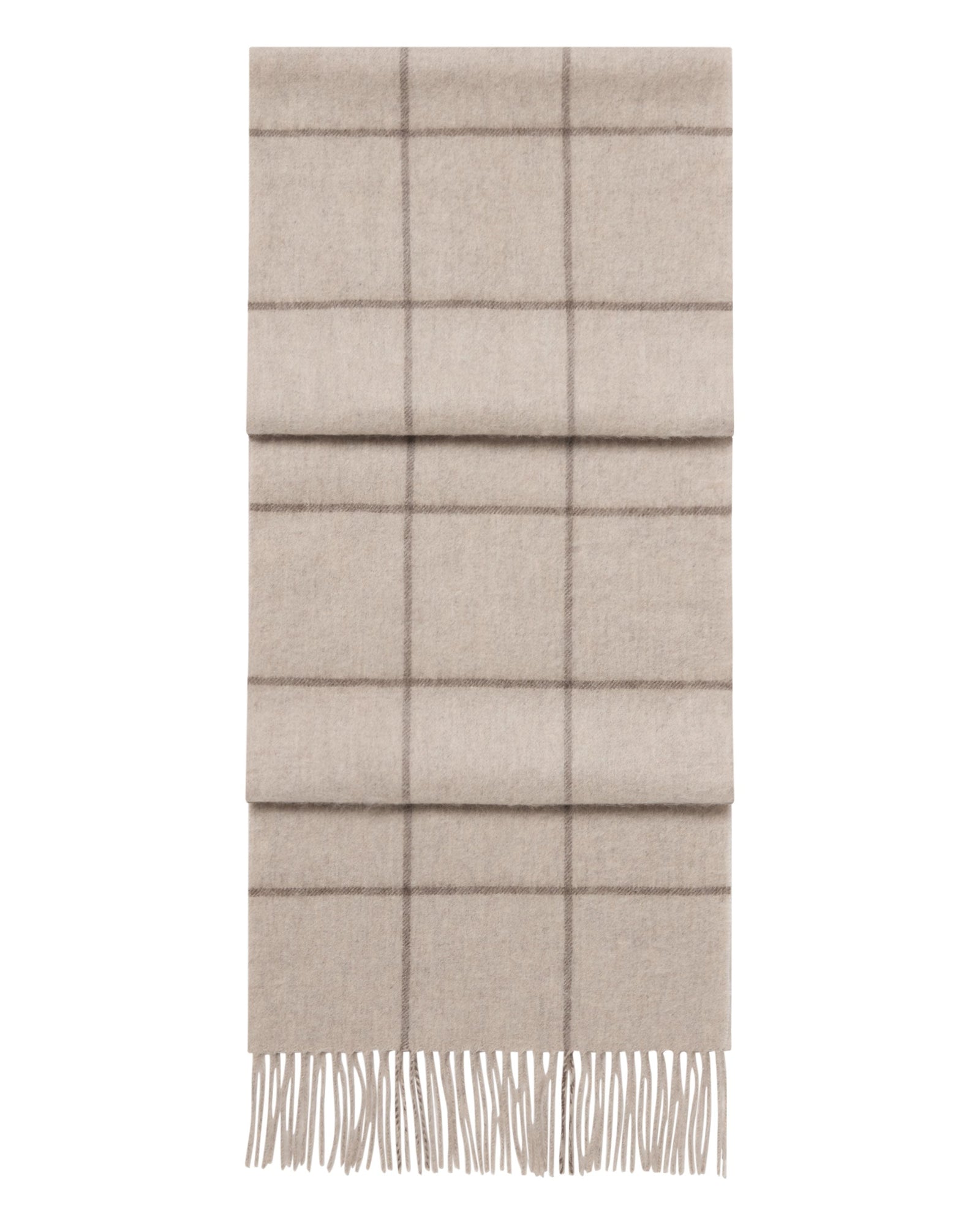 Unisex Cashmere Check Scarf Ecru White + Brown