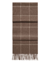 Unisex Cashmere Check Scarf Taupe Brown + Natural Brown