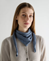 Unisex Birdseye Silk Cashmere Neckerchief Denim Blue Birdseye