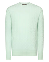 Men's Thames Cable Round Neck Cashmere Jumper Mint Green