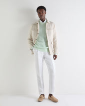 Men's Thames Cable Round Neck Cashmere Jumper Mint Green