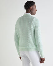 Men's Thames Cable Round Neck Cashmere Jumper Mint Green