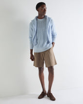 Men's Thames Cable Round Neck Cashmere Jumper Sea Mist Blue