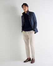 Men's Thames Cable Round Neck Cashmere Jumper Deep French Blue
