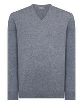 Men's Burlington V Neck Cashmere Jumper Ash Grey