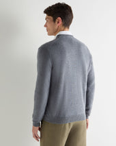 Men's Burlington V Neck Cashmere Jumper Ash Grey
