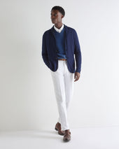 Men's Burlington V Neck Cashmere Jumper Bright Denim Blue