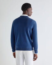 Men's Burlington V Neck Cashmere Jumper Bright Denim Blue