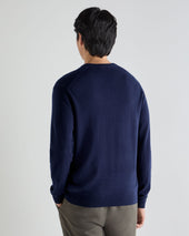 Men's Burlington V Neck Cashmere Jumper Deep French Blue