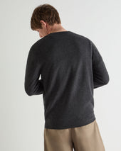 Men's Burlington V Neck Cashmere Jumper Deep Charcoal Grey