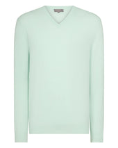 Men's Burlington V Neck Cashmere Jumper Mint Green
