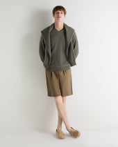 Men's Burlington V Neck Cashmere Jumper Olive Green