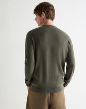 Men's Burlington V Neck Cashmere Jumper Olive Green