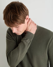 Men's Burlington V Neck Cashmere Jumper Olive Green