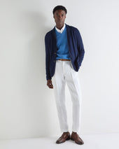 Men's Burlington V Neck Cashmere Jumper Sunshine Blue