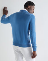 Men's Burlington V Neck Cashmere Jumper Sunshine Blue