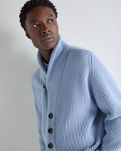 Men's Kensington Cashmere Cardigan Sea Mist Blue