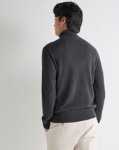 Men's Trafalgar Roll Neck Cashmere Jumper Deep Charcoal Grey