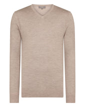 Men's Conduit Fine Gauge Cashmere V Neck Jumper Soft Taupe Brown