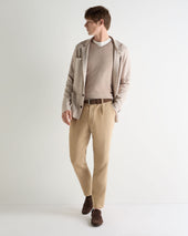 Men's Conduit Fine Gauge Cashmere V Neck Jumper Soft Taupe Brown