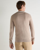 Men's Conduit Fine Gauge Cashmere V Neck Jumper Soft Taupe Brown