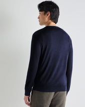 Men's Conduit Fine Gauge Cashmere V Neck Jumper Summer Navy Blue
