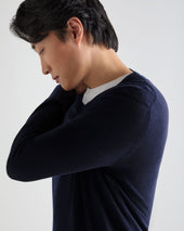 Men's Conduit Fine Gauge Cashmere V Neck Jumper Summer Navy Blue