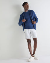 Men's Oxford Round Neck Cashmere Jumper Bright Denim Blue