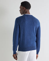 Men's Oxford Round Neck Cashmere Jumper Bright Denim Blue