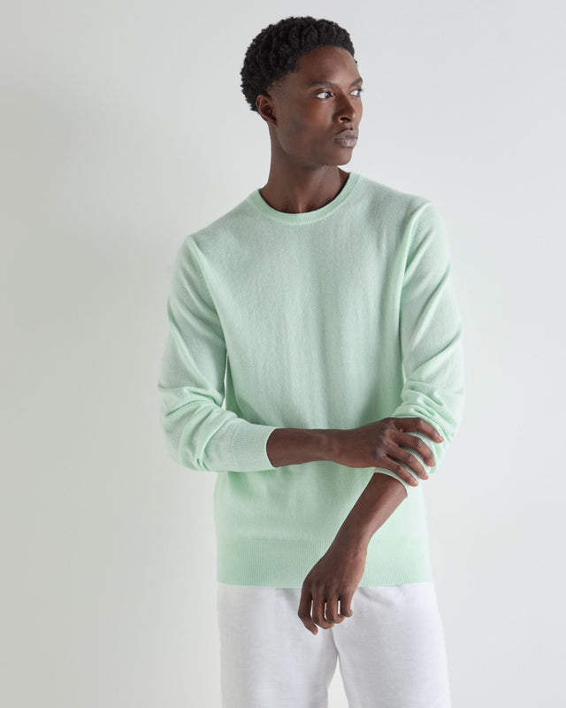 Men's Oxford Round Neck Cashmere Jumper Mint Green