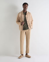 Men's Oxford Round Neck Cashmere Jumper Olive Green
