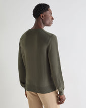 Men's Oxford Round Neck Cashmere Jumper Olive Green