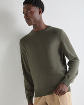 Men's Oxford Round Neck Cashmere Jumper Olive Green