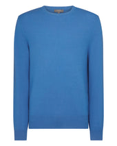 Men's Oxford Round Neck Cashmere Jumper Sunshine Blue