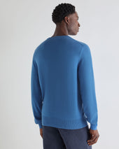 Men's Oxford Round Neck Cashmere Jumper Sunshine Blue