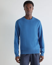 Men's Oxford Round Neck Cashmere Jumper Sunshine Blue
