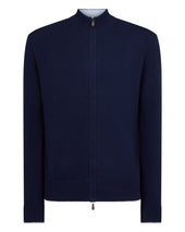 Men's Knightsbridge Full Zip Cashmere Jumper Deep French Blue