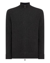 Men's Knightsbridge Full Zip Cashmere Jumper Deep Charcoal Grey