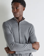 Men's Regent Fine Gauge Cashmere Half Zip Jumper Graphite Grey