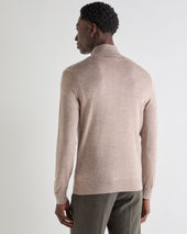 Men's Regent Fine Gauge Cashmere Half Zip Jumper Soft Taupe Brown