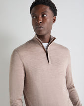 Men's Regent Fine Gauge Cashmere Half Zip Jumper Soft Taupe Brown